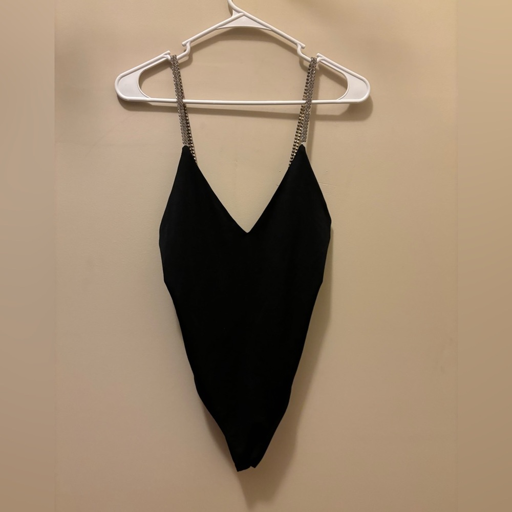 Black rhinestone bodysuit